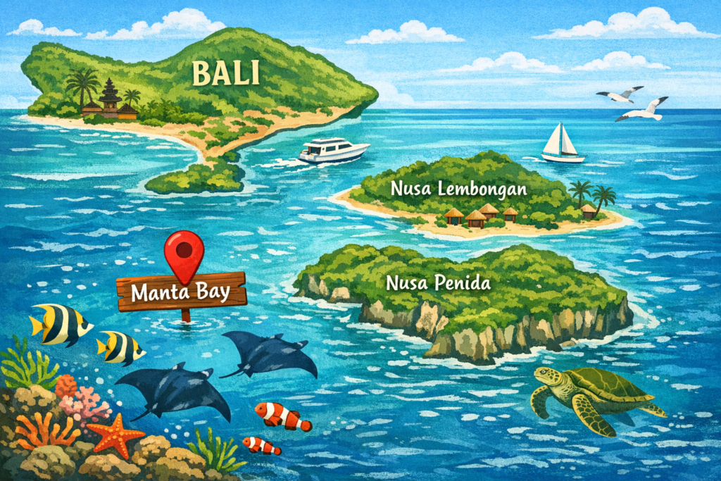 Nager avec les raies Manta